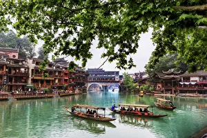 Images Dated 10th March 2017: China, Hunan province, Fenghuang, riverside houses