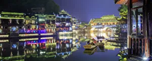 Images Dated 10th March 2017: China, Hunan province, Fenghuang, riverside houses