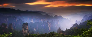Wulingyuan Prints: China, Hunan, Zhangjiajie National Forest Park, also called the Halleluja mountains