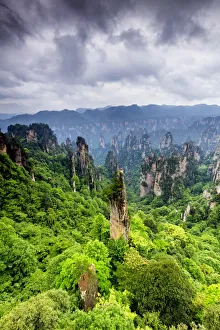Wulingyuan Prints: China, Hunan, Zhangjiajie National Forest Park, also called the Halleluja mountains