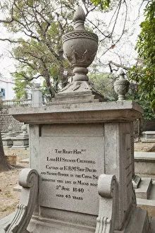 Images Dated 16th March 2011: China, Macau, Protestant Cemetery, Tombstone of Lord H.I.Spencer Churchill
