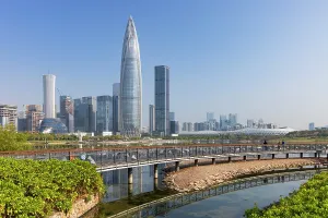 Business District Prints: China Resources Building and skyline from Talent Park