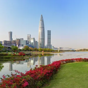 Highrises Prints: China Resources Building and skyscrapers, Shenzhen Bay, Shenzhen, Guangdong, China