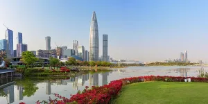 Business District Prints: China Resources Building and skyscrapers, Shenzhen Bay, Shenzhen, Guangdong, China