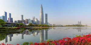 Business District Prints: China Resources Building and skyscrapers, Shenzhen Bay, Shenzhen, Guangdong, China