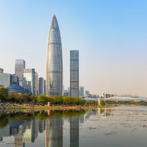 Business District Prints: China Resources Building and skyscrapers, Shenzhen Bay, Shenzhen, Guangdong, China