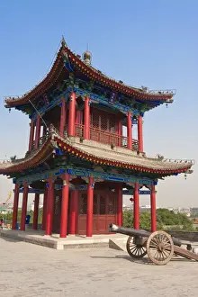City Wall Prints: China, Shaanxi, Xi an, Watch tower on Ancient City Walls
