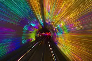 Public Transport Prints: China, Shanghai, Bund Sightseeing Tunnel under Huangpu River between Pudong and Huangpu