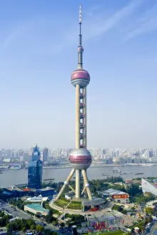 Pudong Prints: China, Shanghai, Pudong, Lujiazui financial district, Oriental Pearl Tower