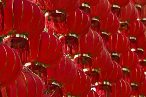 China, Yunnan Province, Dali Old Town, Red Lanterns on Boai Lu