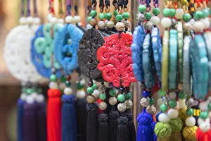 Stalls Prints: Chinese decorations at Cat Street anitques market, Sheung Wan, Hong Kong Island, Hong