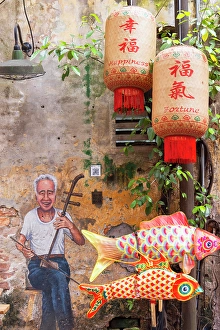 Chinatown Prints: Chinese decorations and mural in Kwai Chai Hong alleyway