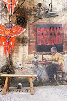Chinatown Prints: Chinese decorations and mural in Kwai Chai Hong alleyway