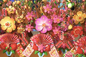 Images Dated 26th March 2018: Chinese New Year Decorations, Hong Kong, Special Administrative Region of the