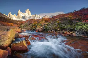 Nature Reserve Prints: Chorrilo del Salto and Fitz Roy mountain in the background