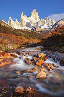 Nature Reserve Prints: Chorrilo del Salto and Fitz Roy mountain in the background