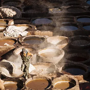 Work Prints: Chouara Tannery, Medina, Fes el Bali, Fes, Morocco, North Africa