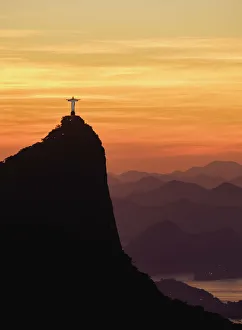 Christ the Redeemer and Corcovado Mountain at sunrise, Rio de Janeiro, Brazil