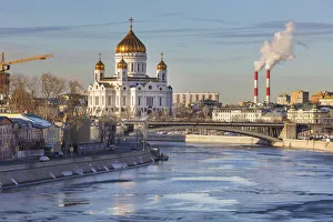 View From Above Prints: Christ the Saviour cathedral, cityscape, Moscow, Russia