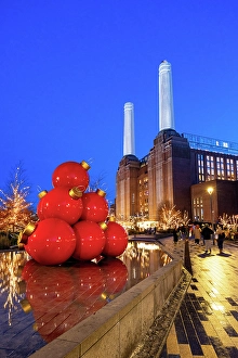Xmas Decorations Prints: Christmas Decorations at Battersea Power Station, London, UK