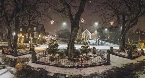 Christmas decorations in the center of Torshavn. Streymoy, Faroe Islands