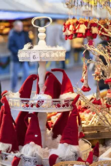 Images Dated 25th February 2019: Christmas decorations stall at Christmas Market, Wiesbaden, Hesse, Germany
