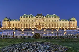 Belvedere Prints: Christmas lights, Upper Belvedere Palace, Vienna, Austria