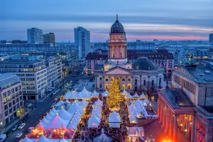 Berlin Prints: Christmas Market & the Deutscher Dom, Gendarmenmarkt, Berlin, Germany
