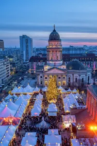 Berlin Prints: Christmas Market & the Deutscher Dom, Gendarmenmarkt, Berlin, Germany