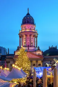 Christmas Tree Prints: Christmas Market & the Deutscher Dom, Gendarmenmarkt, Berlin, Germany