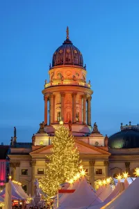 Berlin Prints: Christmas Market & the Deutscher Dom, Gendarmenmarkt, Berlin, Germany