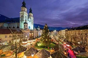 Alto Adige Prints: Christmas market, Domplatz, Brixen-Bressanone, South Tyrol, Italy