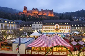 Jan Christopher Becke Prints: Christmas market on the Karls square in Heidelberg, Baden-WAorttemberg, Germany