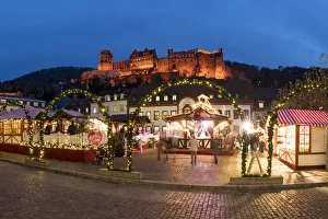 Jan Christopher Becke Prints: Christmas market on the Karls square in Heidelberg, Baden-Württemberg