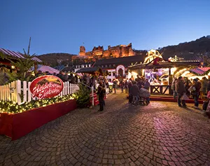 Christmas market at the Karlsplatz in Heidelberg, Baden-Wurttemberg, Germany