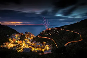 Fireworks Prints: Christmas nativity scene in Manarola