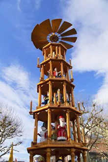 Christkindlesmarkt Prints: Christmas pyramid at Christmas Market, Mainz, Rhineland-Palatinate, Germany