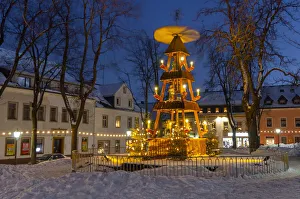 Christmas pyramid in Oberwiesental, Ore Mountains, Erzgebirge, Saxony, Germany, Europe