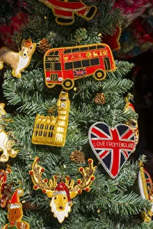 Christmas tree decorations, Christmas market, London, England, UK