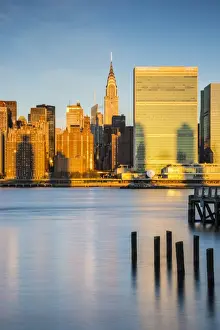 Chrysler & UN Buildings and Midtown Manhattan skyline from Queens, New York City