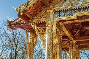 Chulalongkorn fountain at the Thai-Sala in the spa gardens of Bad Homburg, Taunus, Hesse, Germany