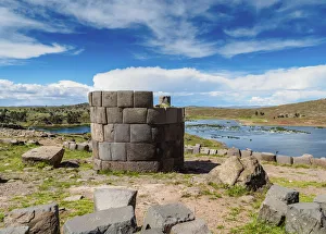 Burial Place Prints: Chullpa by the Lake Umayo in Sillustani, Puno Region, Peru