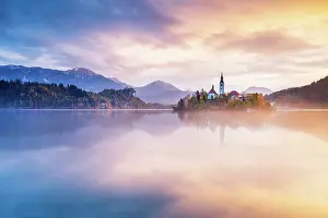 Lake Bled Prints: Church of the Assumption, Lake Bled, Upper Carniola Region, Gorenjska, Slovenia