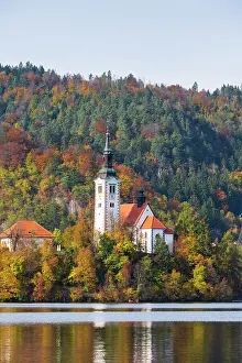 Lake Bled Prints: Church of the Assumption, Lake Bled, Upper Carniola Region, Gorenjska, Slovenia