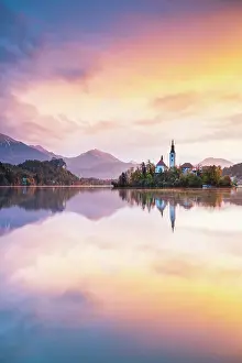 Lake Bled Prints: Church of the Assumption, Lake Bled, Upper Carniola Region, Gorenjska, Slovenia