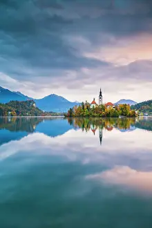 Lake Bled Prints: Church of the Assumption, Lake Bled, Upper Carniola Region, Gorenjska, Slovenia