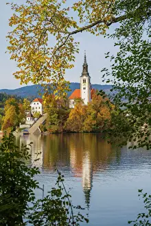 Lake Bled Prints: Church of the Assumption, Lake Bled, Upper Carniola Region, Gorenjska, Slovenia