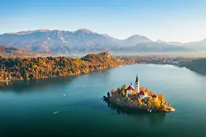 Lake Bled Prints: Church of the Assumption, Lake Bled, Upper Carniola Region, Gorenjska, Slovenia