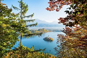 Lake Bled Prints: Church of the Assumption, Lake Bled, Upper Carniola Region, Gorenjska, Slovenia