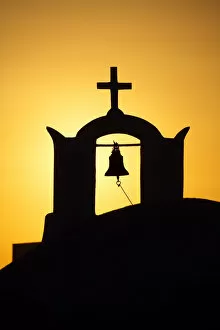 Church Bell Tower at Sunset, Oia, Santorini, Greece